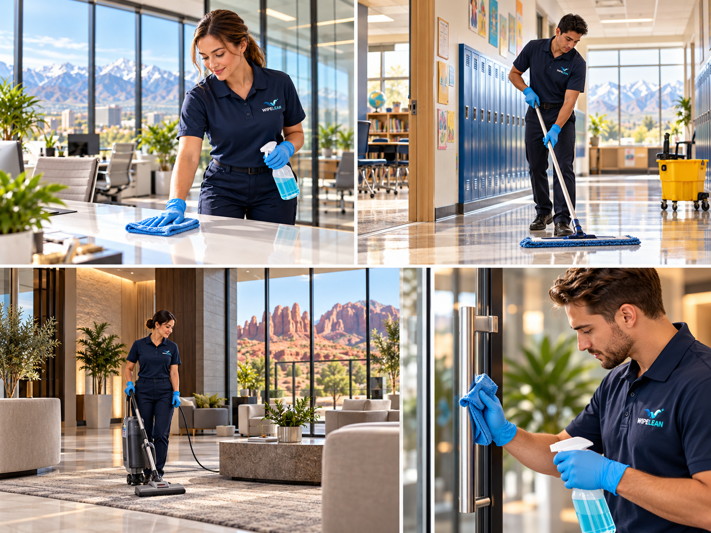 WIPELEAN custom cleaning plans collage showing different Utah cleaning environments